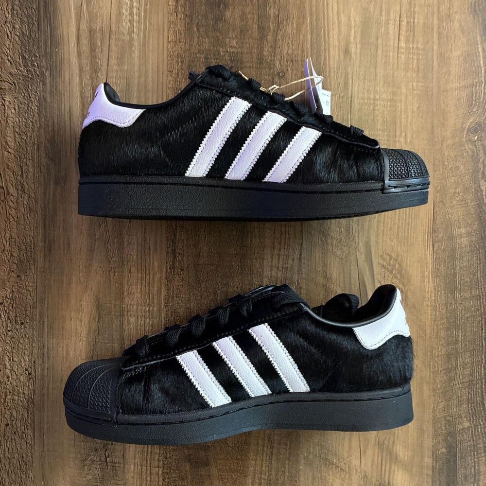 Adidas Superstar 2 Black Pony Hair White Women Size 7.5 Shoes JH9475 - Picture 2 of 6